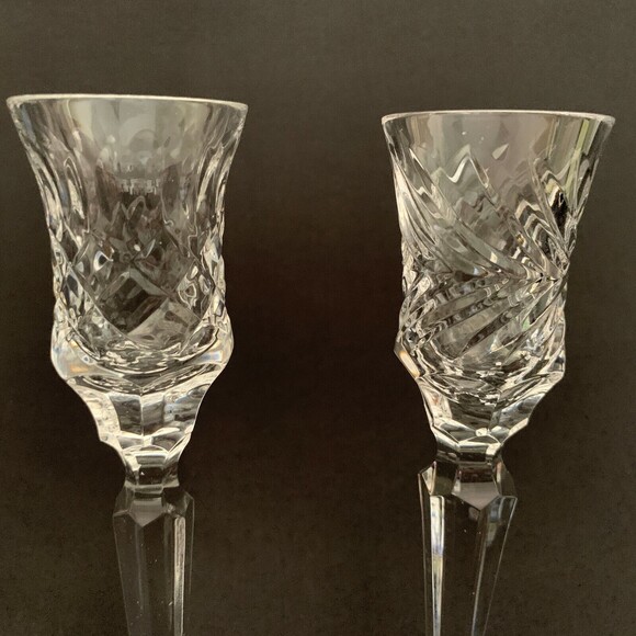 Fifth Avenue Crystal Clear Glass Candle Holders Lot of 2 Pair Hand Cut Full Lead - Picture 5 of 6